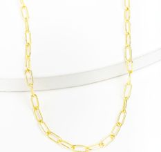 Paper Clip Chain Necklace, Brass 22k gold plated, Handmade brass jewelry